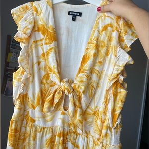 Yellow Floral Tye Maxi Dress, EXPRESS